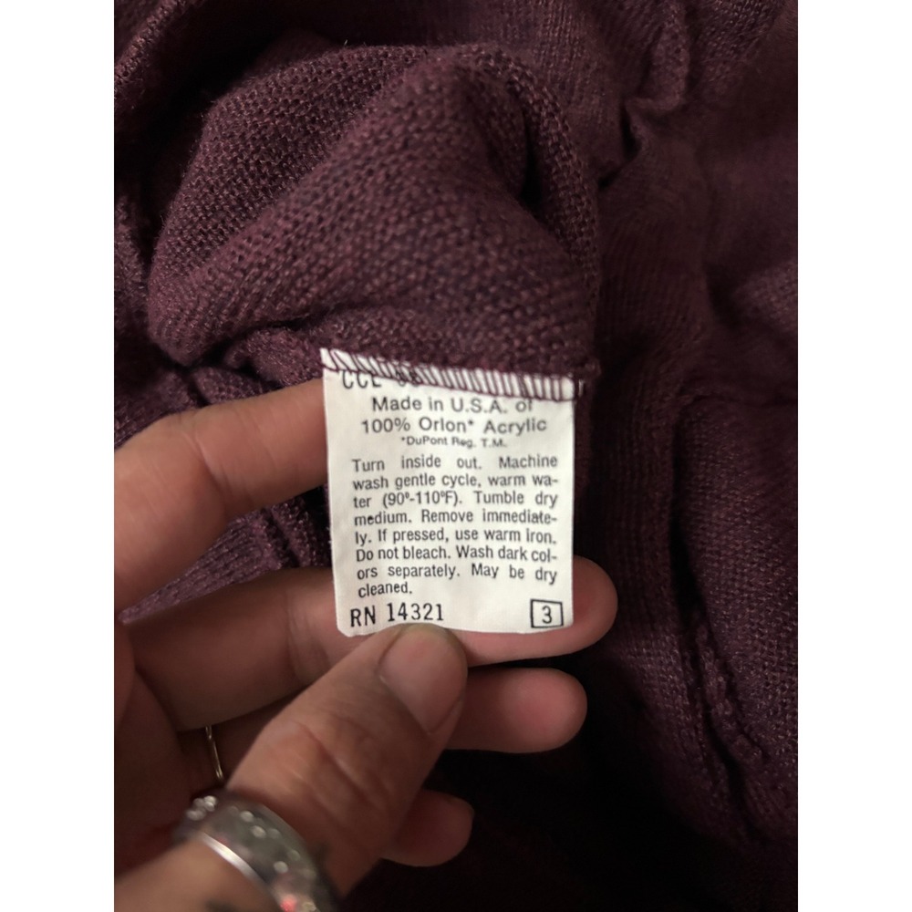 Vintage Christian Dior Cardigan Burgundy Wool Blend Size L Mens - Picture 6 of 10